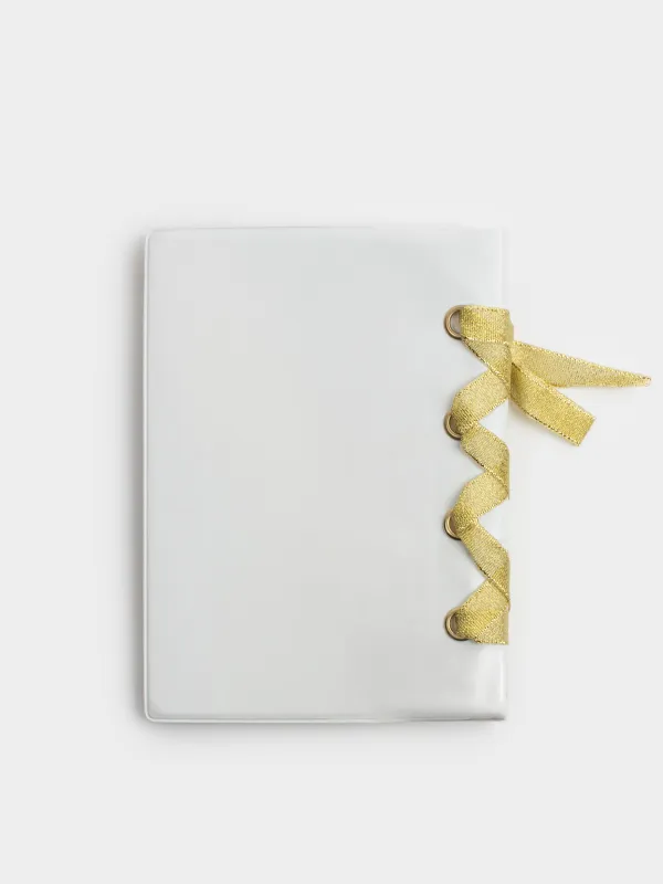 Notebook, 13x18 cm, 80 l, with ribbon, PVC, milky, Elegant, Stationery, image-2