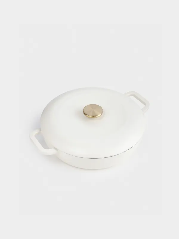 Saucepan, 30 cm, 3.5 l, with lid, cast iron, milky, Light kitchen, image-1