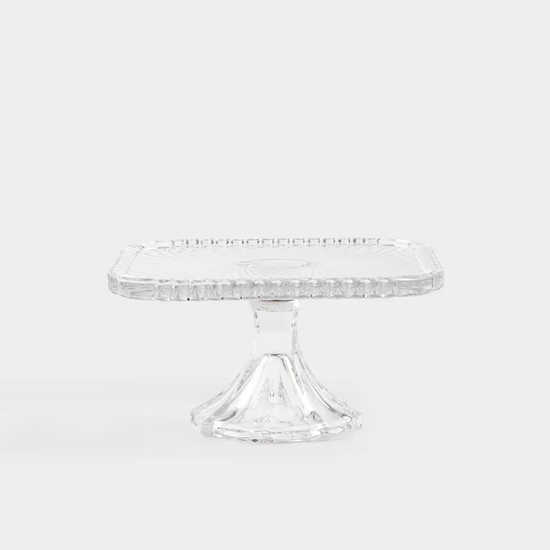 Dish on a leg, 20x10 cm, glass, square, Naiad