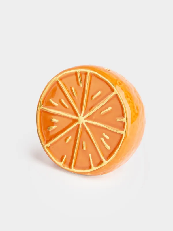 Salt or pepper container, 7 cm, ceramic, orange-gold, Orange, Fruit, image-0