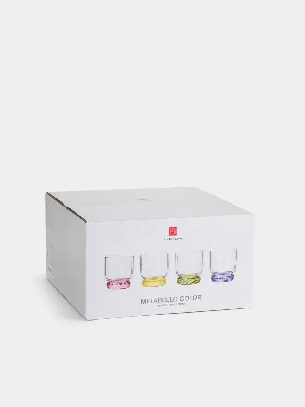 Glass, 9 cm, 280 ml, 4 pcs, glass, color mix, Mirabello color, image-7