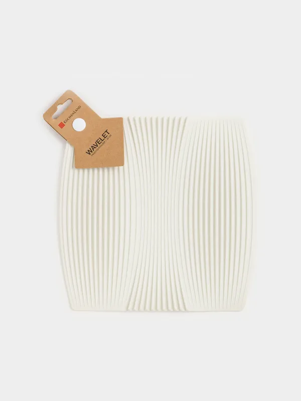 Hot pot holder, 20 cm, square, silicone, Beige, Wavelet, image-4