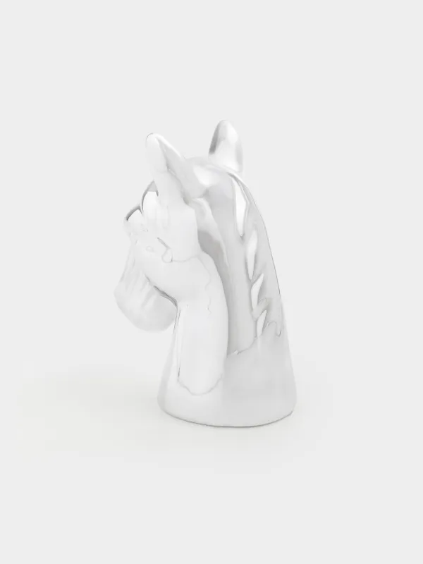 Salt or pepper container, 7 cm, ceramic, silver, Horse, Horse silver, image-3