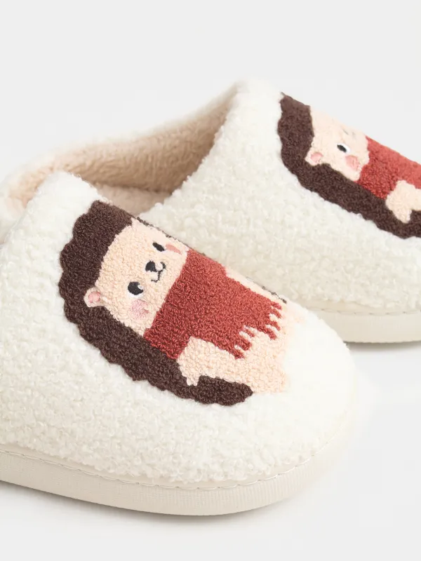 Women's slippers, homewear, size 36-37, artificial fur, milky, Hedgehogs, Needed, image-4