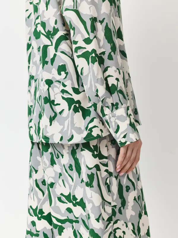 Women's shirt, size S, with long sleeve, viscose, green, Adetta, image-3