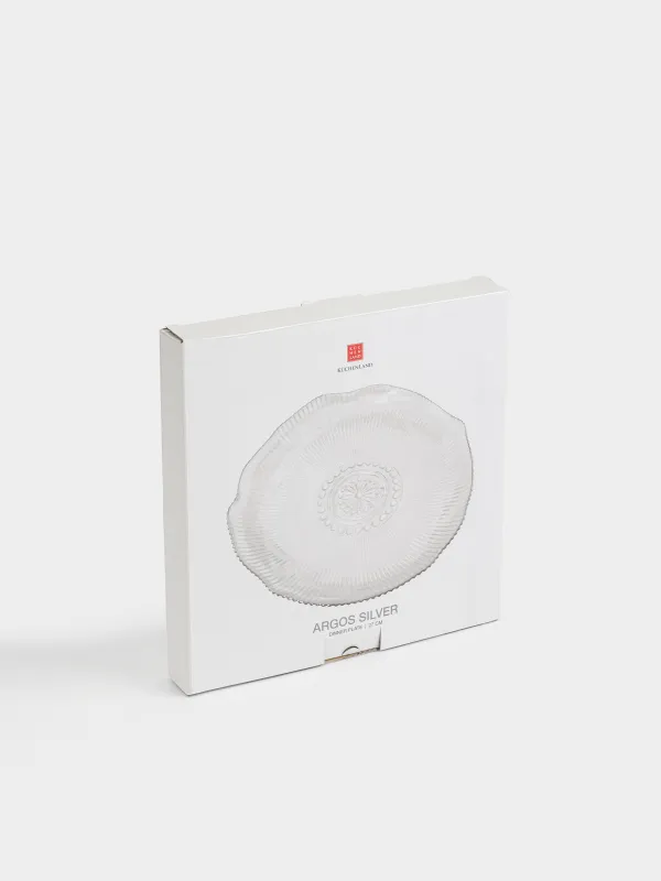 Dinner plate, 27 cm, glass R, with silver edging, Argos silver, image-5