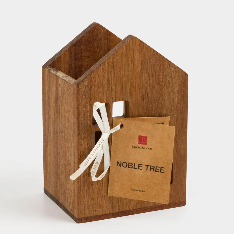 Kitchen accessories stand, 15 cm, with handles, wood, house, Noble tree, image-5