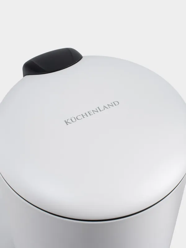 Trash can, 3 l, with pedal, metal, white, Vesta, image-3