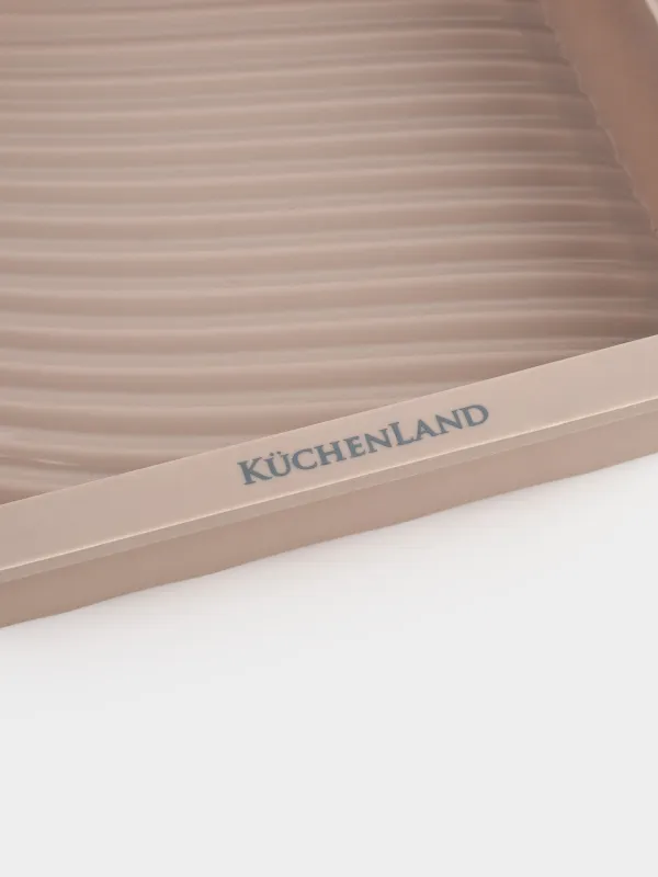 Baking dish, 22x18 cm, with handles, silicone, square, gray-brown, Bakery, image-2