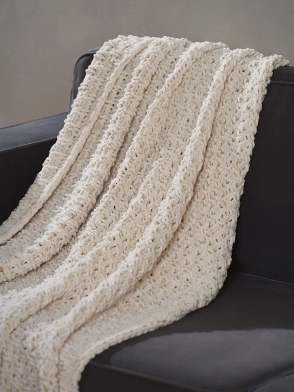 Plaid, 127x152 cm, knitted, polyester, Ivory, Neutral, image-4