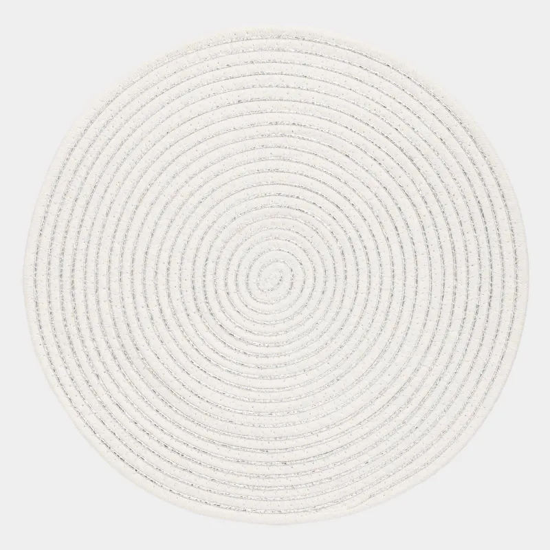 Placemat, 38 cm, polyester, round, white, Ropes