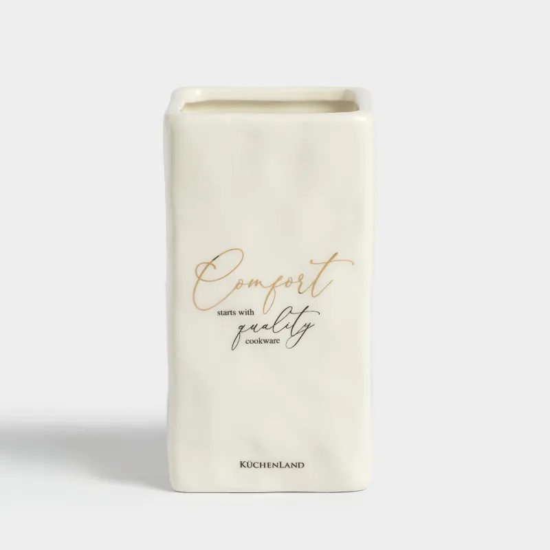 Kitchen accessories stand, 15 cm, ceramic, milky, Crumpled effect, Crumple kitchen