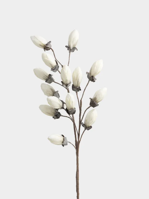 Decorative branch, 1 m, foam, White magnolia, Magnolia, image-1