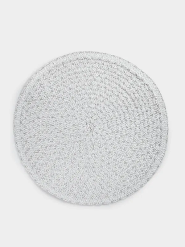 Placemat, 38 cm, chenille, round, silver-gray, Chenill, image-0