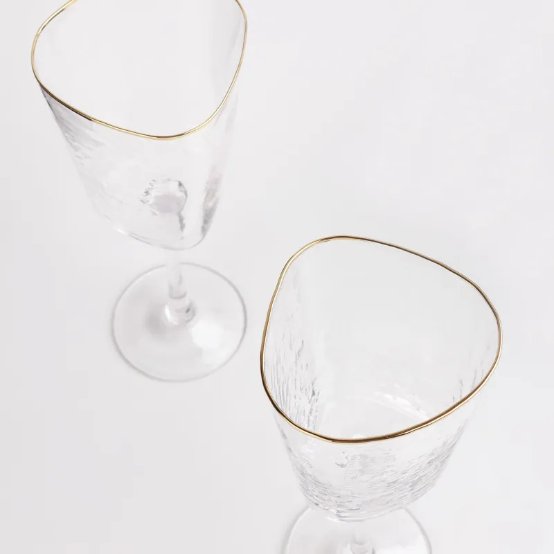 Drinking glass, 300 ml, 2 pcs, glass, with golden edging, Triangle Gold, image-3