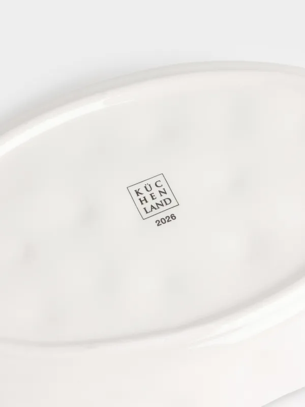 Dish, 28x17x5 cm, with sides, ceramic, oval, Horse with Christmas tree, Christmas green, image-7