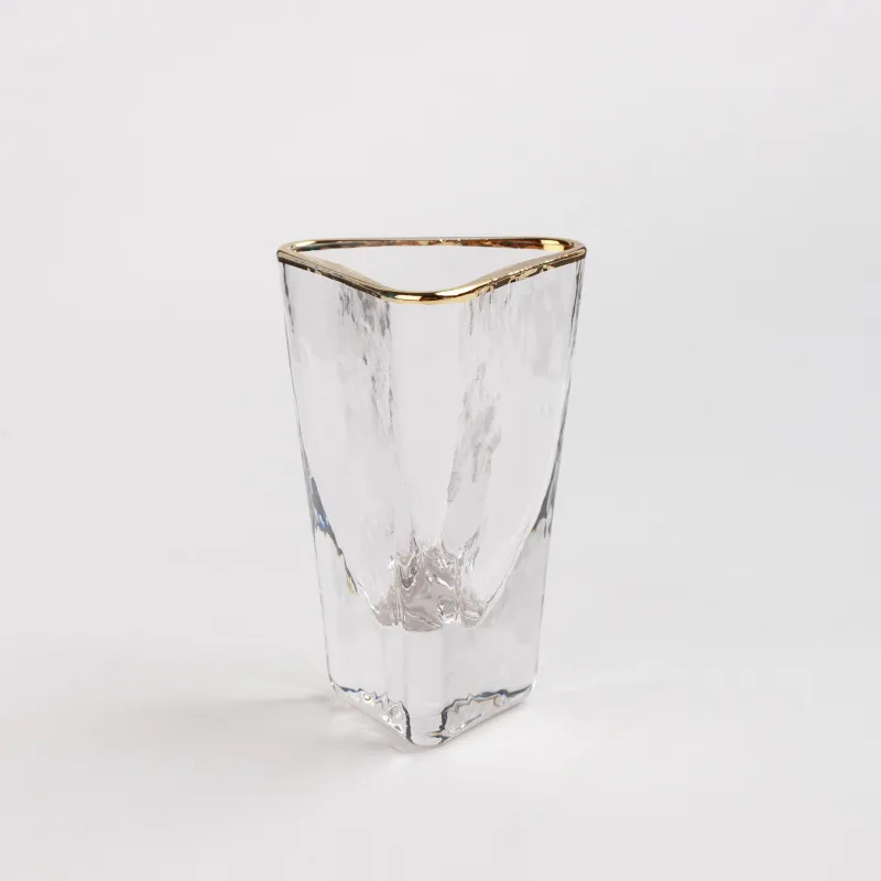 Drinking glass, 40 ml, 4 pcs, glass, golden edging, Triangle Gold, image-3