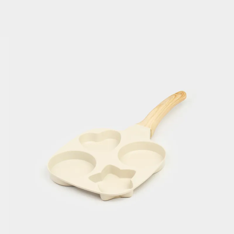 Egg and pancake pan, 19 cm, 4 compartments, coated, aluminum, beige, Shapes, Sentimentality