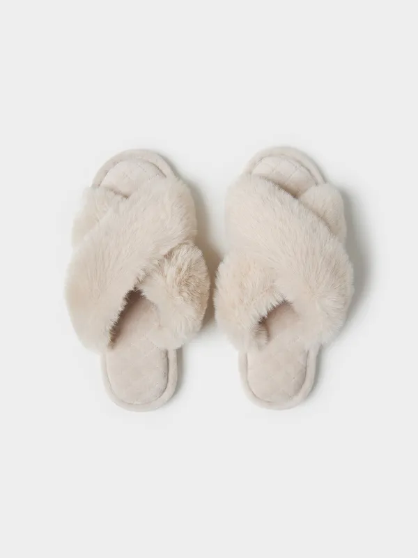 Slippers for women, home, size 36-37, polyester, beige, Tape, image-1