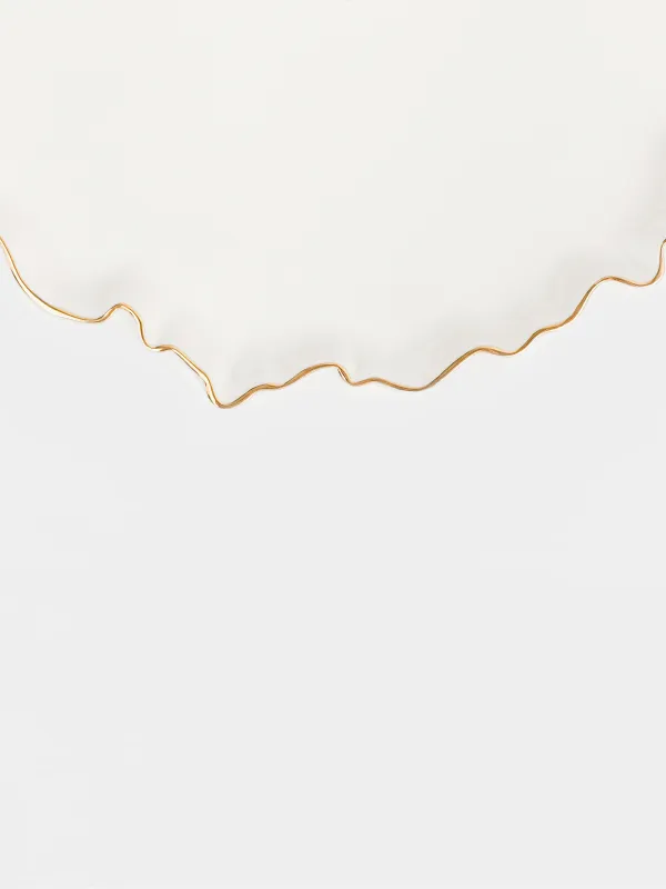 Dinner plate, 25 cm, porcelain P, with golden edging, Crumpled effect, Crumple gold, image-2