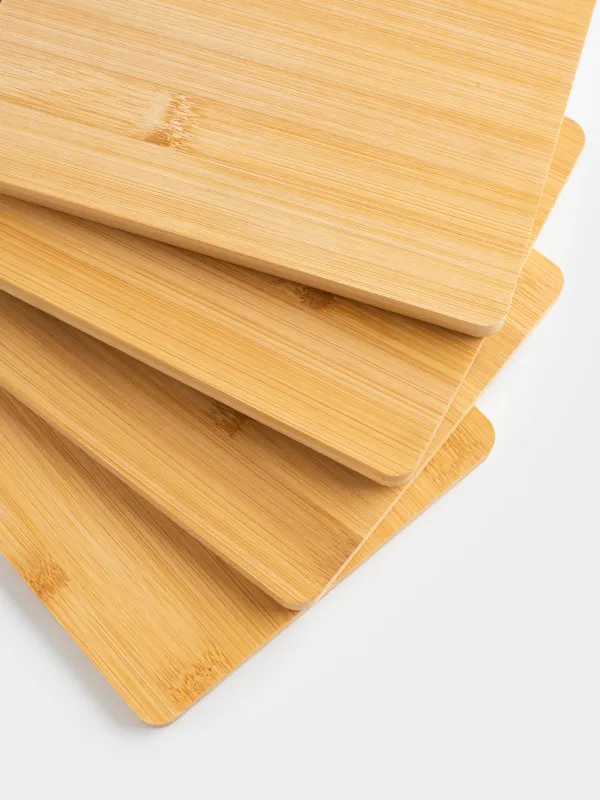 Cutting board, 22x14 cm, 4 pcs, on a stand, bamboo / steel, rectangular, Bamboo, image-2