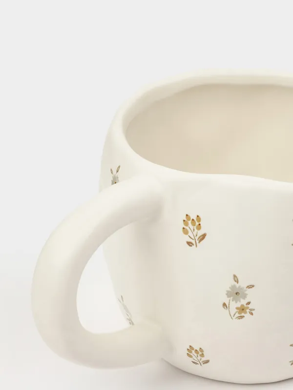 Mug, 440 ml, ceramic, milky, Vintage flowers, La flore, image-5