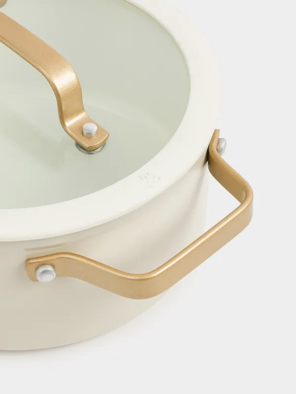 Pot, 20 cm, 2.8 l, with lid, coated, aluminum, milky, Piatto gold, image-4