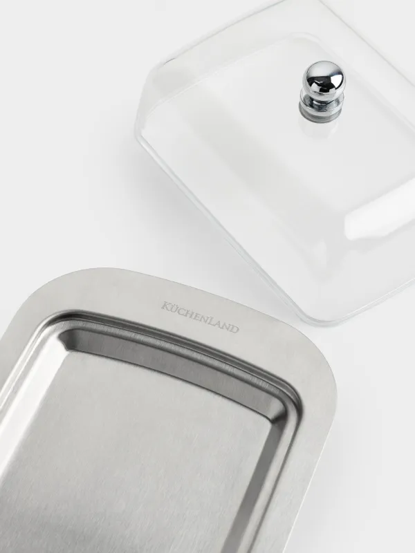 Butter dish, 19 cm, steel / plastic, rectangular, Classic, image-3
