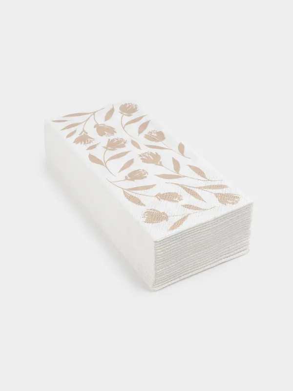 Paper napkins, 33x33 cm, 20 pcs, rectangular, white, Leaves, Print, image-1