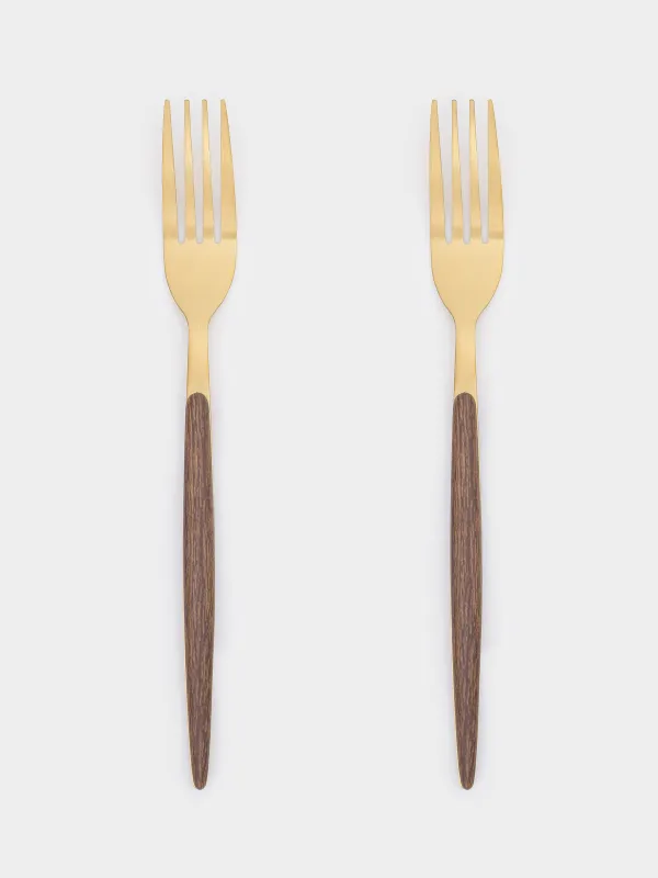 Dining fork, 2 pcs, steel / plastic, gold, matt, Oslo gold, image-1