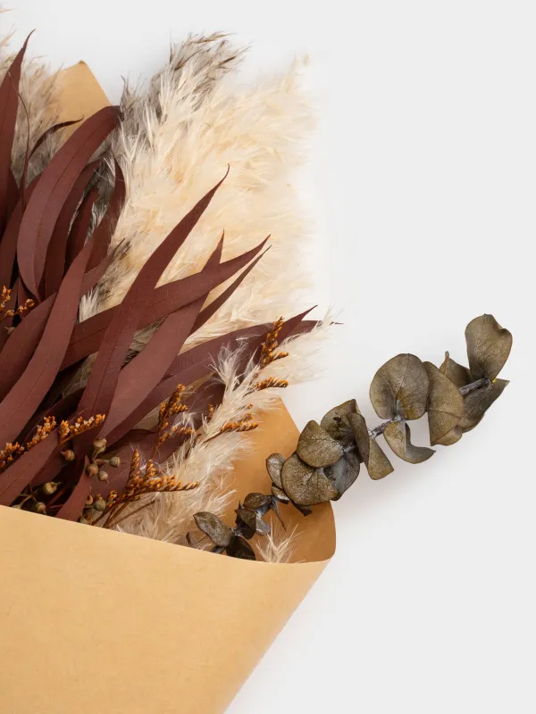Decorative bouquet, 48 cm, dried flowers, Mixed grasses, Dried flower, image-2