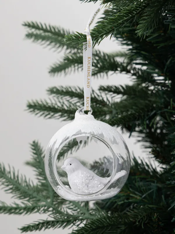 Christmas tree toy, 8 cm, glass / polyresin, Bird, Ball shape, image-2