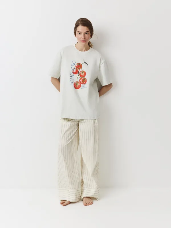 Women's T-shirt, size L, cotton, white, Pomodoro, Alvida, image-1