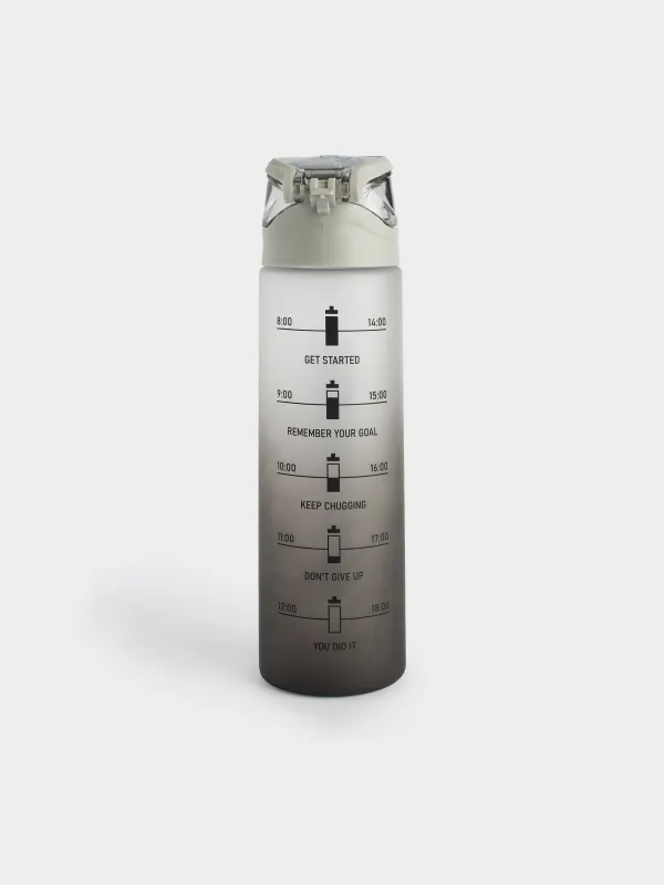 Water bottle, 900 ml, plastic/silicone, grey, Water balance, Sport, image-3