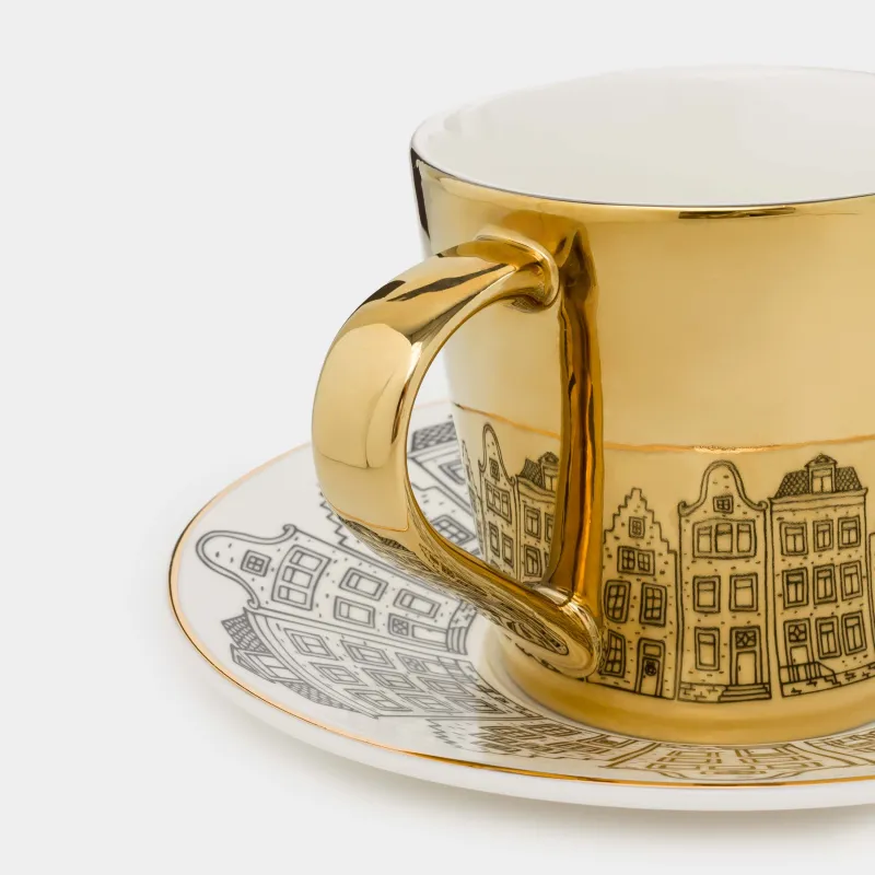 Tea pair, 1 person, 2 items, 300 ml, porcelain P, white and gold, Home, House built, image-2