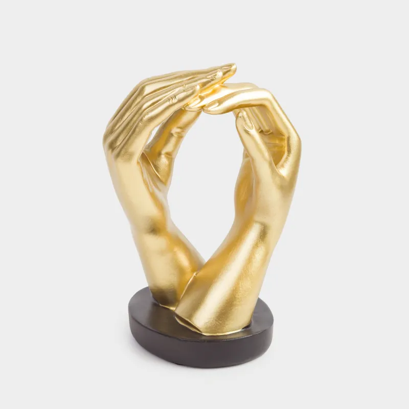 Statuette, 22 cm, polyresin, golden, Hands, Hand, image-1