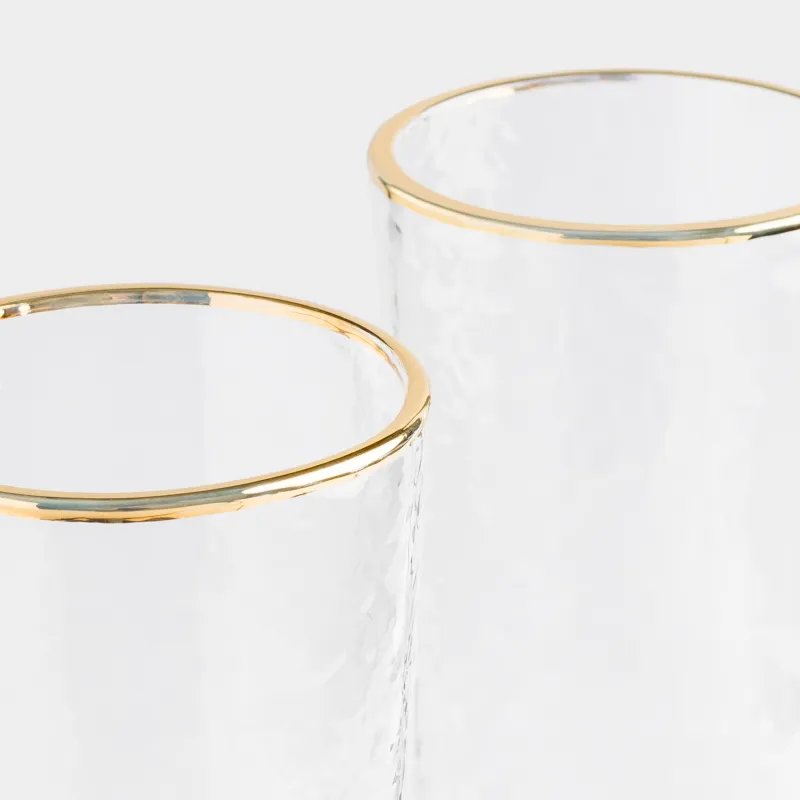 Drinking glass, 160 ml, 2 pcs, glass, with golden edging, Ripply gold, image-5