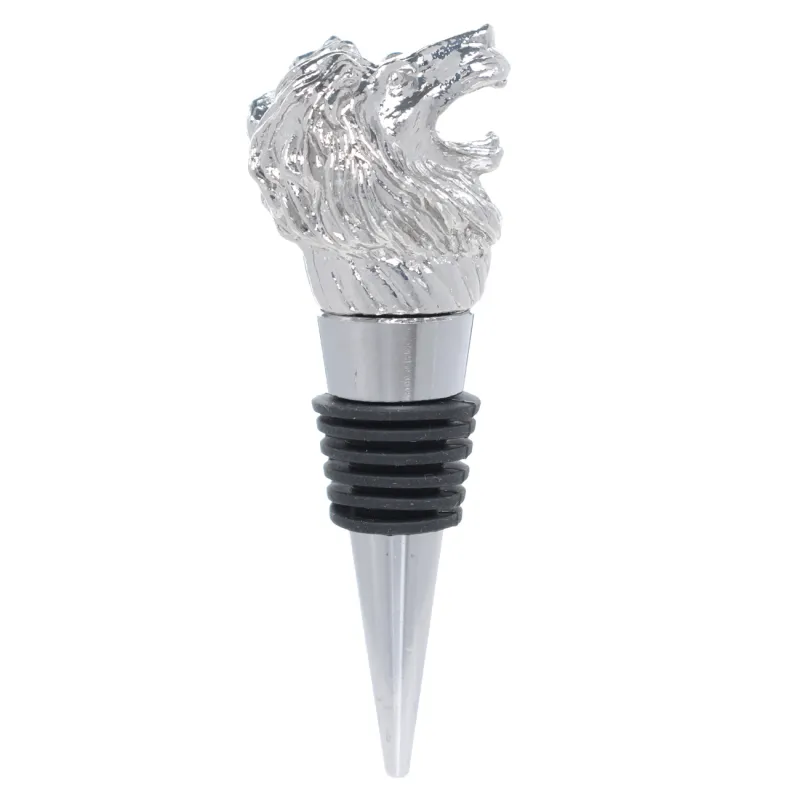 Beverage bottle stopper, 10 cm, metal, Lion, Leo, image-2