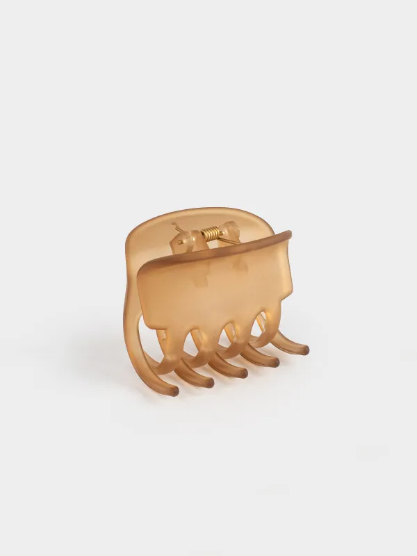 Hair clip, 6 cm, plastic / metal, brown, Crab, Hair basic, image-0