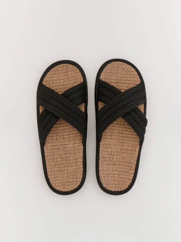 Women's slippers, homewear, size 36-37, polyester, brown, Walk X, image-1