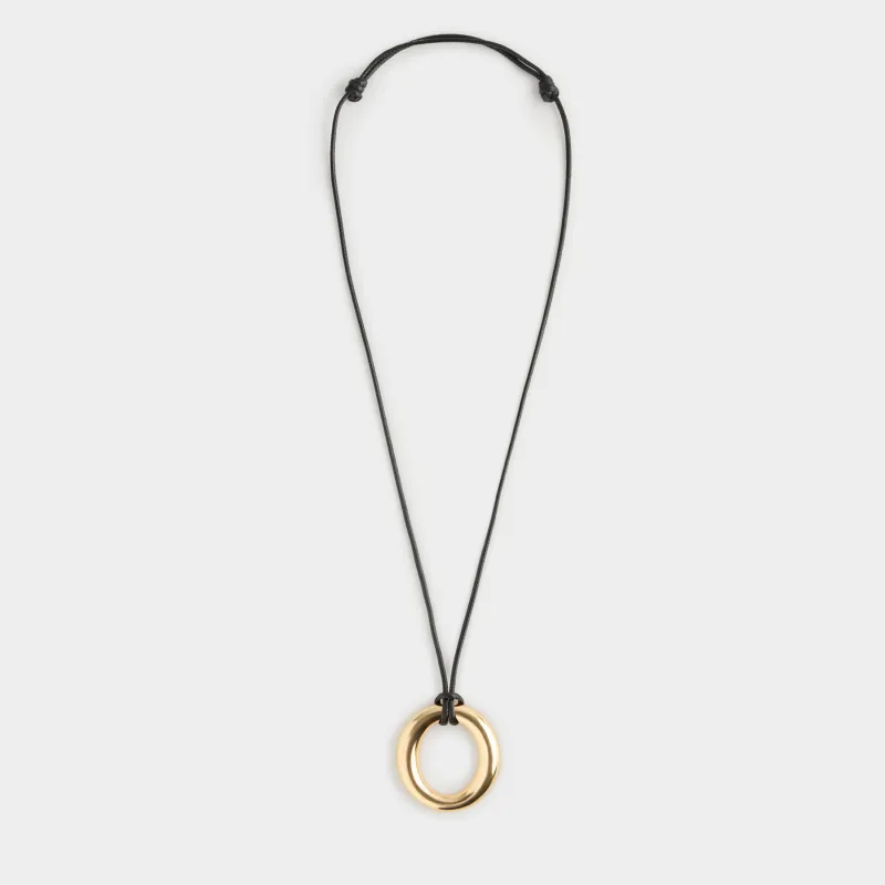 Chain-lace, 60 cm, with pendant, metal / polyester, Gold, Ring, Jewelry