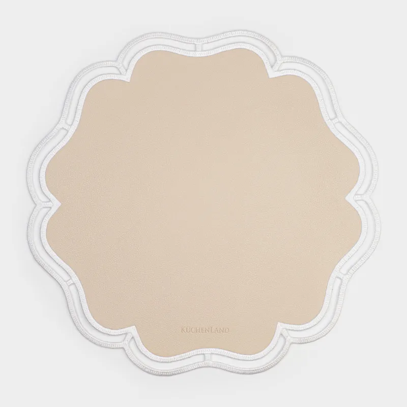 Placemat, 38 cm, PVC / polyester, shaped, beige, Rock vintage