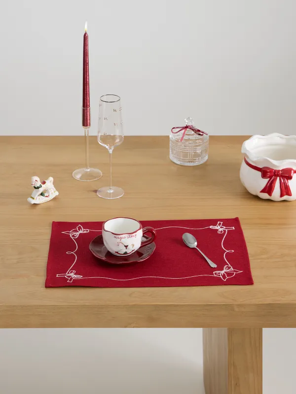 Placemat, 30x45 cm, polyester, rectangular, burgundy, Bows, Bow bordo, image-1