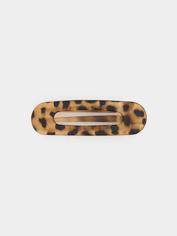 Hair clip, 11 cm, plastic / metal, brown, Glam, image-0