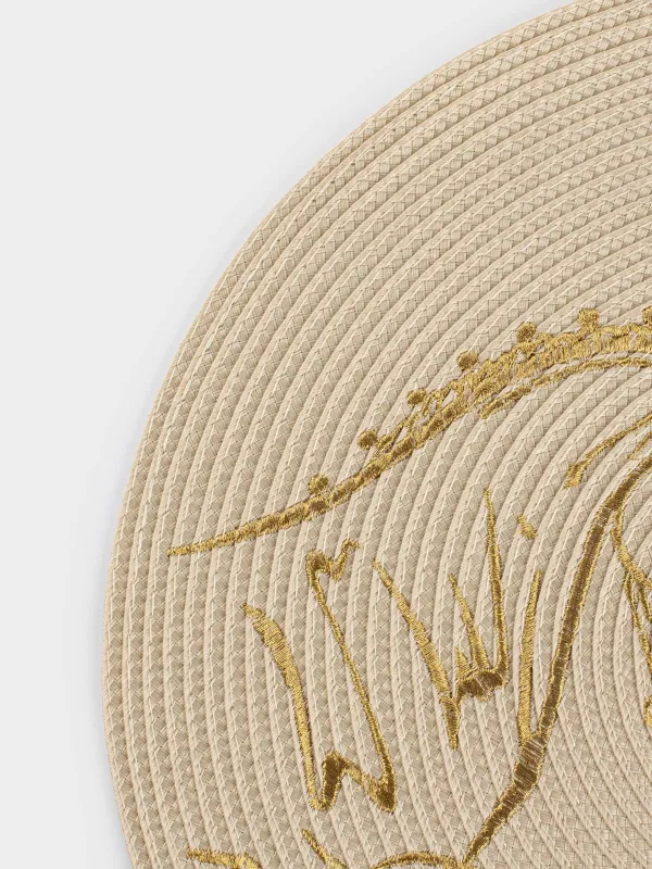 Placemat, 38 cm, polyester, round, milky, Horses, Circle embroidery, image-3