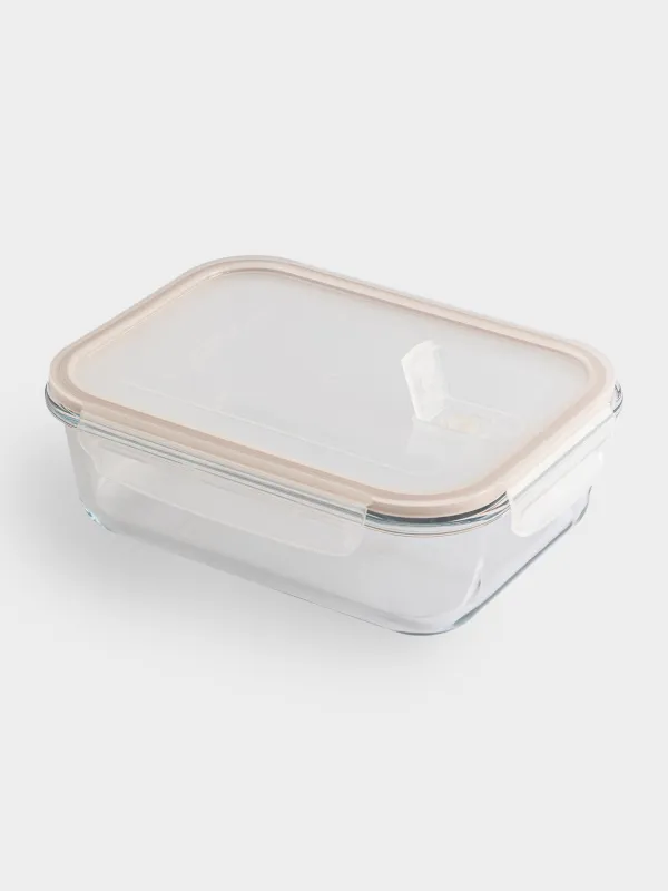 Container, 1.5 l, with clips, with valve, glass T, rectangular, Soft kitchen, image-2