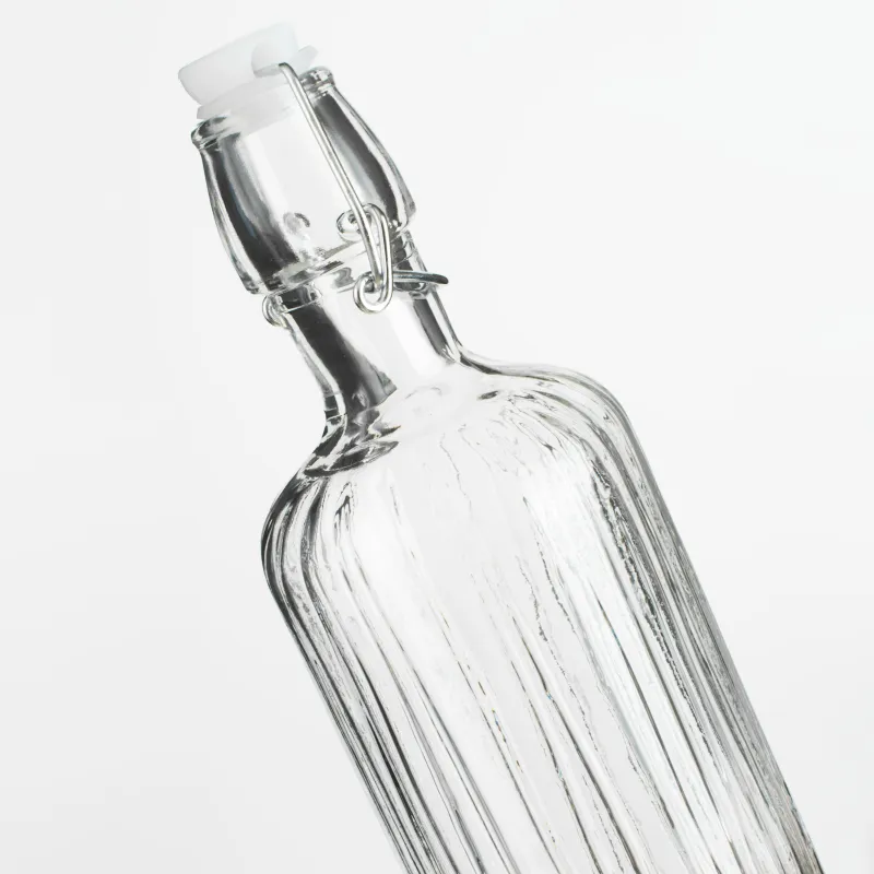 Bottle for oil or vinegar, 700 ml, with clip, glass R/metal, Ribby, image-2