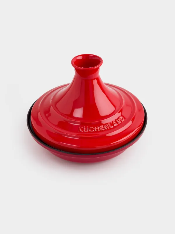 Tagine, 28 cm, with lid, cast iron / ceramic, Red, Bright, image-1