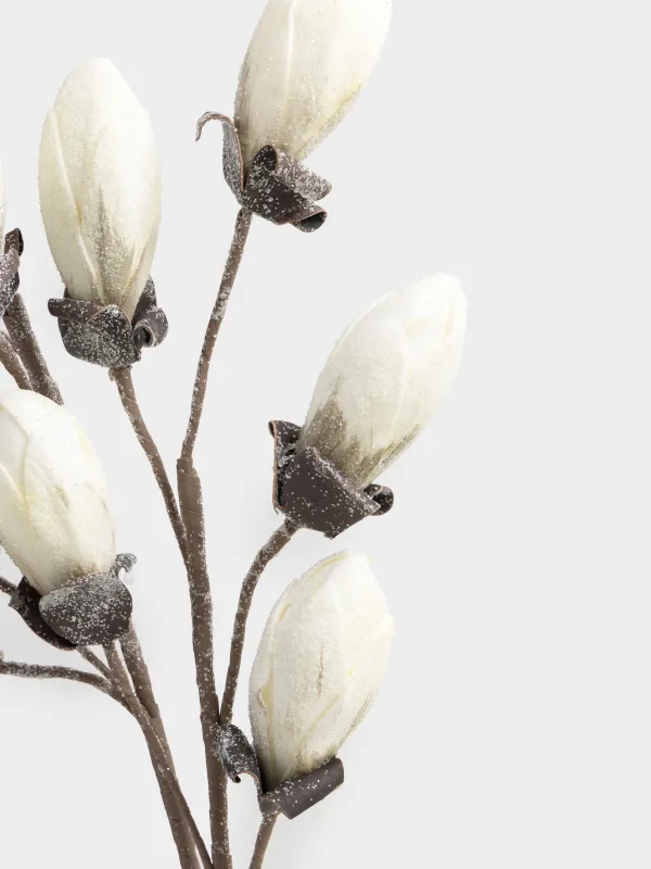 Decorative branch, 1 m, foam, White magnolia, Magnolia, image-2