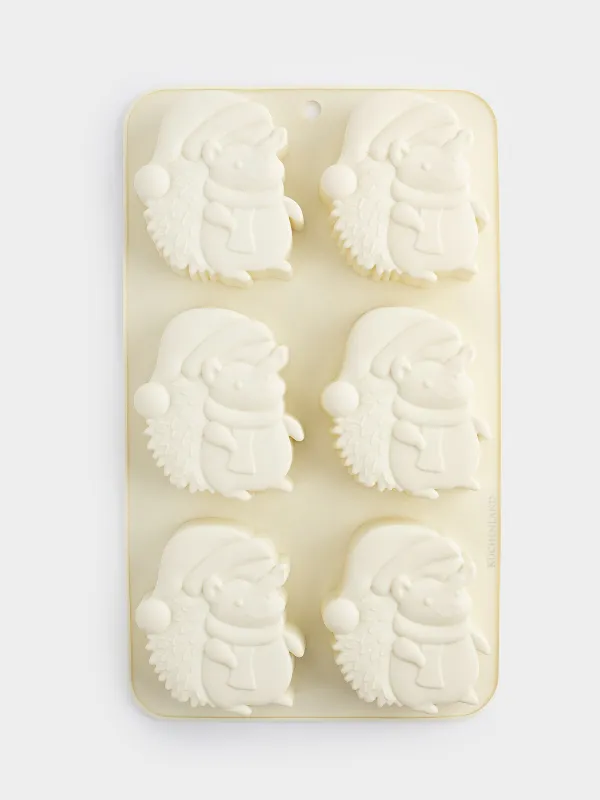 Muffin baking dish, 27x16 cm, 6 compartments, silicone, dairy, Hedgehogs, Bakery